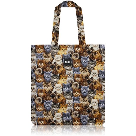 nother Packed Cats Flat Tote (Tiny) / 나더 고양이 패턴 플랫 토트백
