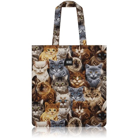 nother Packed Cats Flat Tote / 나더 고양이 패턴 플랫 토트백