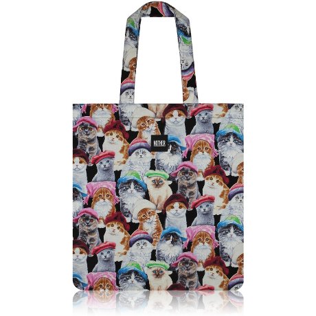 nother Cats in Hats Flat Tote / 나더 고양이 패턴 플랫 토트백